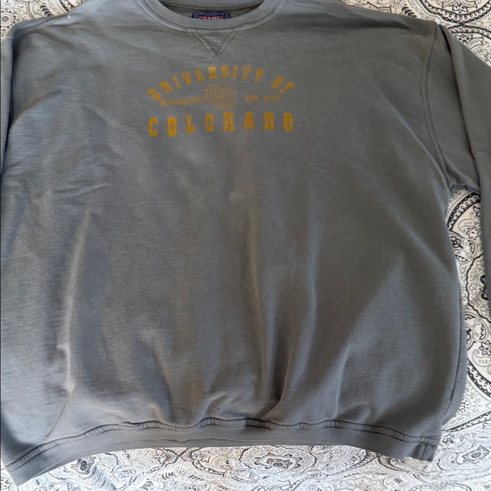Champs Gray and Gold Crewneck Sweater
